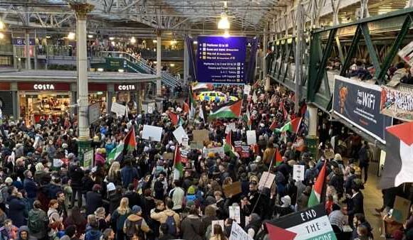Poppy seller leaves Waverley station amid Palestine protest