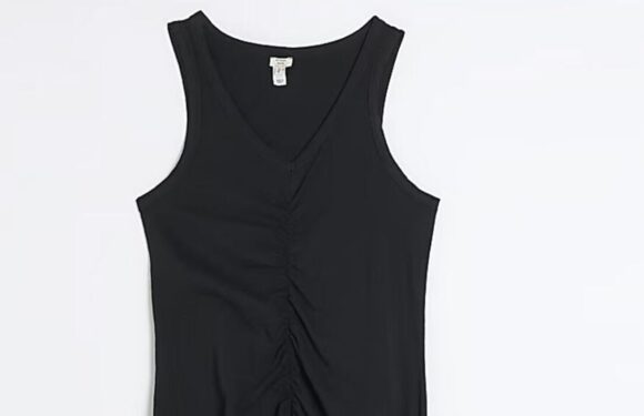 River Island dress slims bloated figures with clever ruched detailing for £35