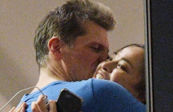 Strictly's Nigel Harman plants a kiss on dancer Katya Jones' cheek