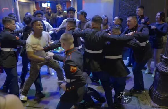 Uniformed marines get into street brawl on Austin's Sixth street