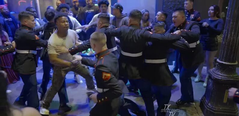 Uniformed marines get into street brawl on Austin's Sixth street
