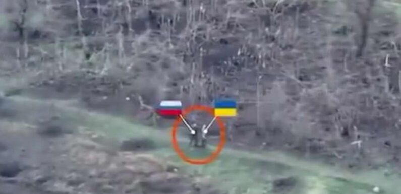 Drone footage shows Russian troops using Ukrainian POWs as SHIELDS
