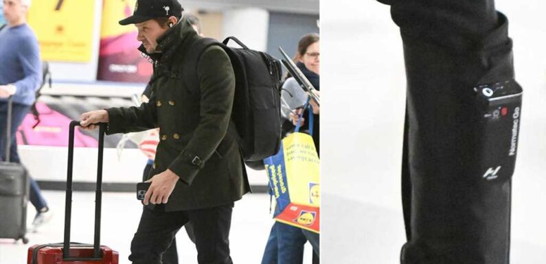 Jeremy Renner Wears Leg Compression Device In NYC, Year After Snowplow Accident