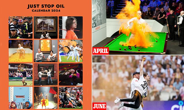 Just Stop Oil PRINT series of £25 calendars featuring smug snaps