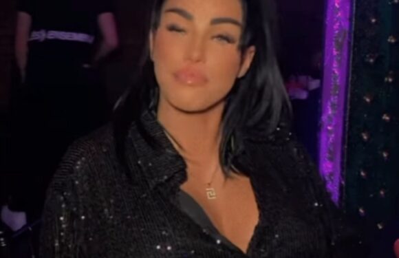 Katie Price shows off ‘biggest ever boob job’ in low cut sparkly top for boozy night out | The Sun