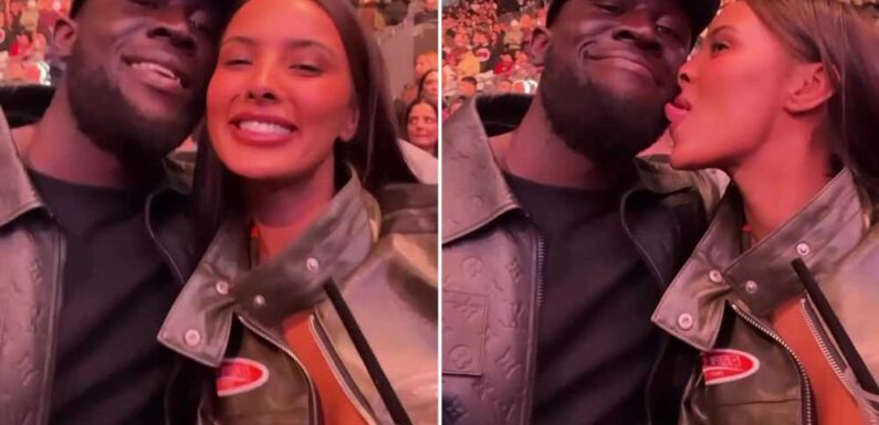 Maya Jama licks and kisses boyfriend Stormzy's face as the pair looked loved up at the UFC in Vegas | The Sun