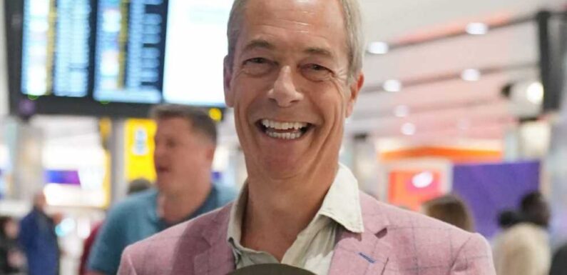 Nigel Farage is all smiles as he lands back in UK after I'm A Celeb finale – but girlfriend Laure is nowhere to be seen | The Sun