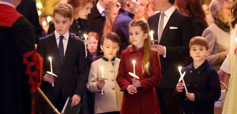 Prince Louis makes very cheeky move at Kate Middletons carol concert as Charlotte laughs