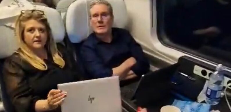 Pro-Palestine activist accosts Keir Starmer on a train